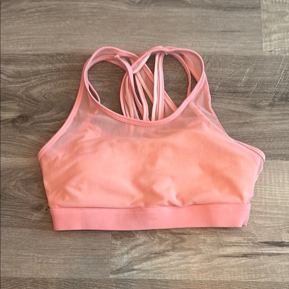 Fabletics Pink Racerback Sports Bra with Strappy Details